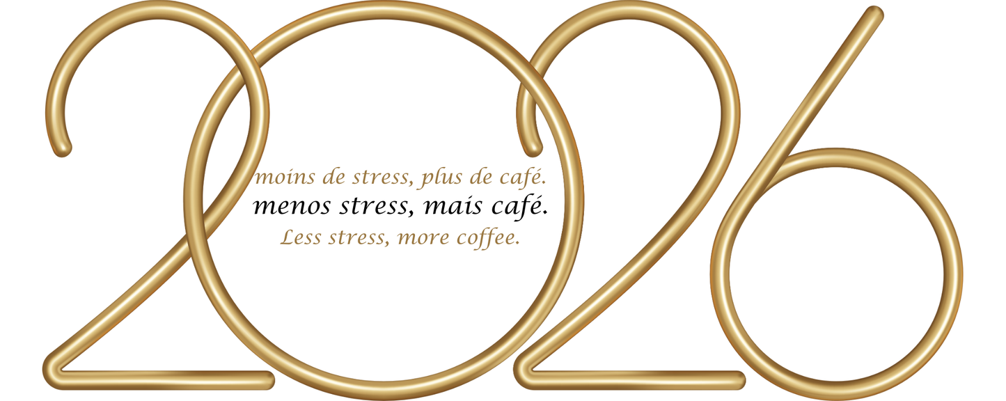 Caneca “Menos Stress, Mais Café” 2026 – Cerâmica Branca | Sublimação