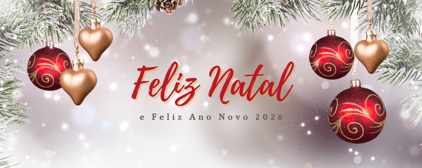 Caneca “Feliz Natal” Fundo Vermelho | Cerâmica Branca | Sublimação