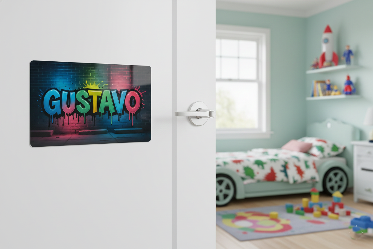 Placa de Alumínio 20×30 cm – Nome Personalizado Estilo Graffiti (Arte Newstarz)
