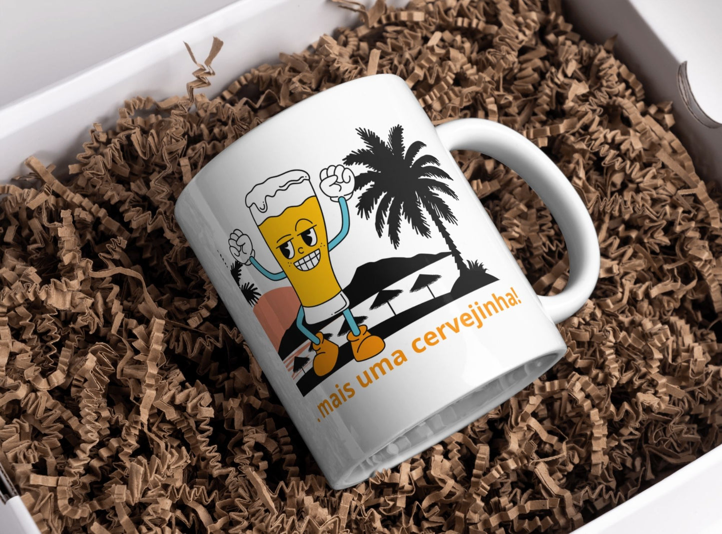 Mug « Encore une bière ! » – Plage et palmiers, 325 ml (M19)