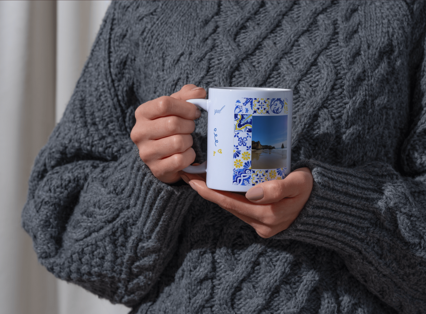 Mug modèle 2 - Plage Portimão faience (Azulejos)