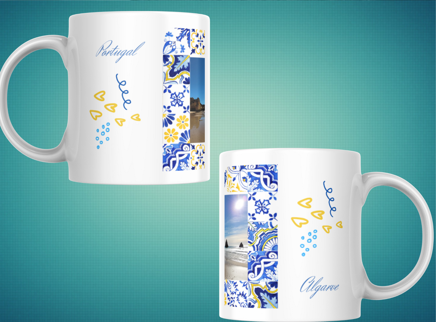 Mug modèle 2 - Plage Portimão faience (Azulejos)