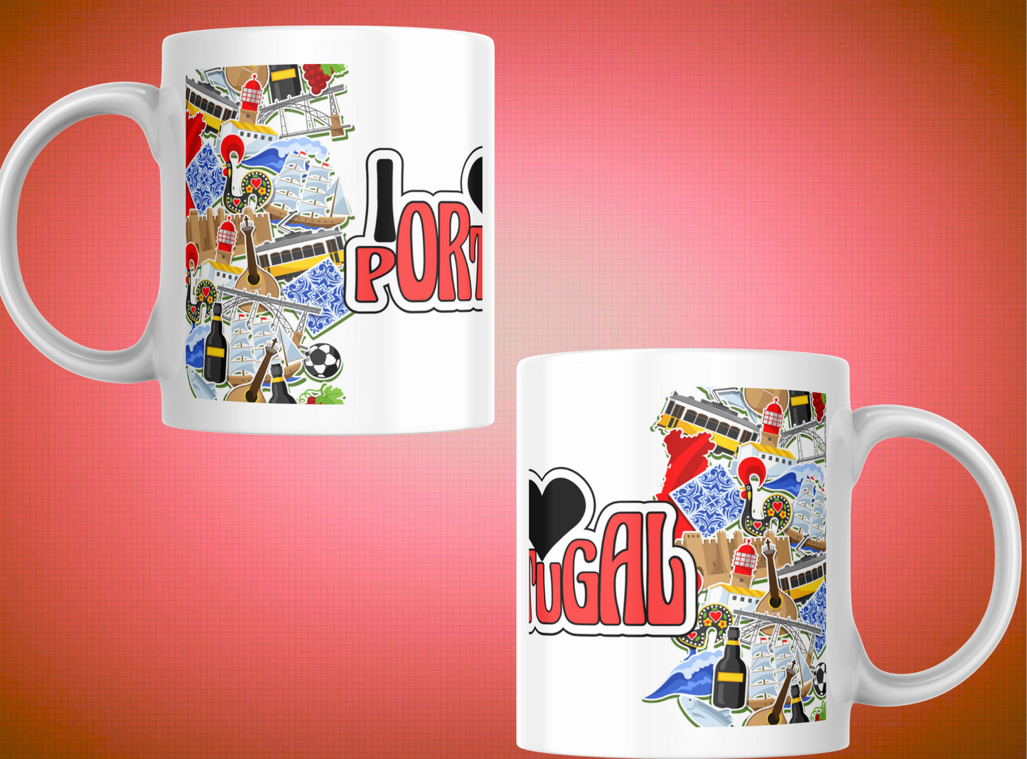 Canecas/Mug modelo 3 - ícones emblemáticos de Portugal.