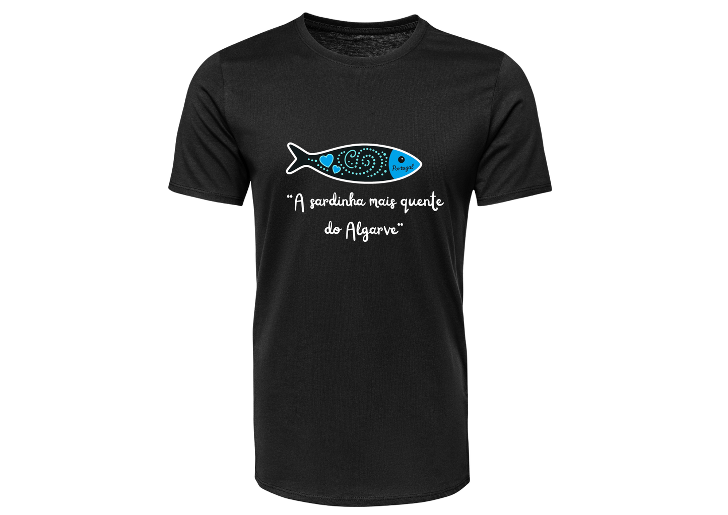T-shirt personalizado "A sardinha mais quente do Algarve" – Algodão 100 %, personalizável frente ou verso (P20)