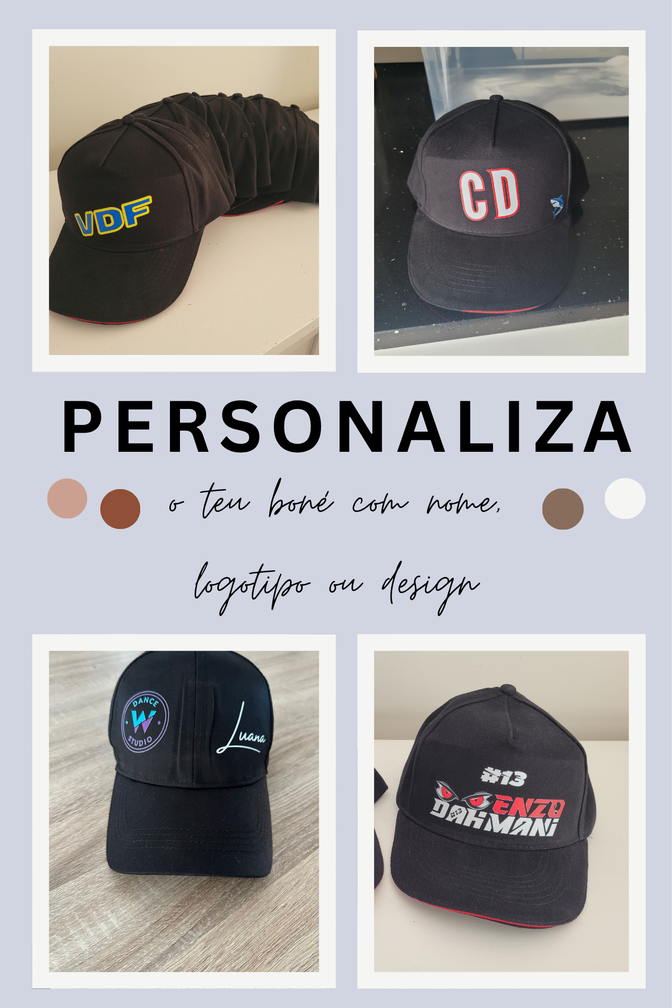 Boné Personalizado | Cria o Teu Design | Logotipo, Nome ou ilustrações| Newstarz