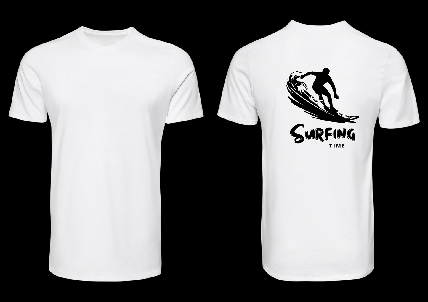 S8 - T-shirt manches courtes – Surfing Time noir et blanc