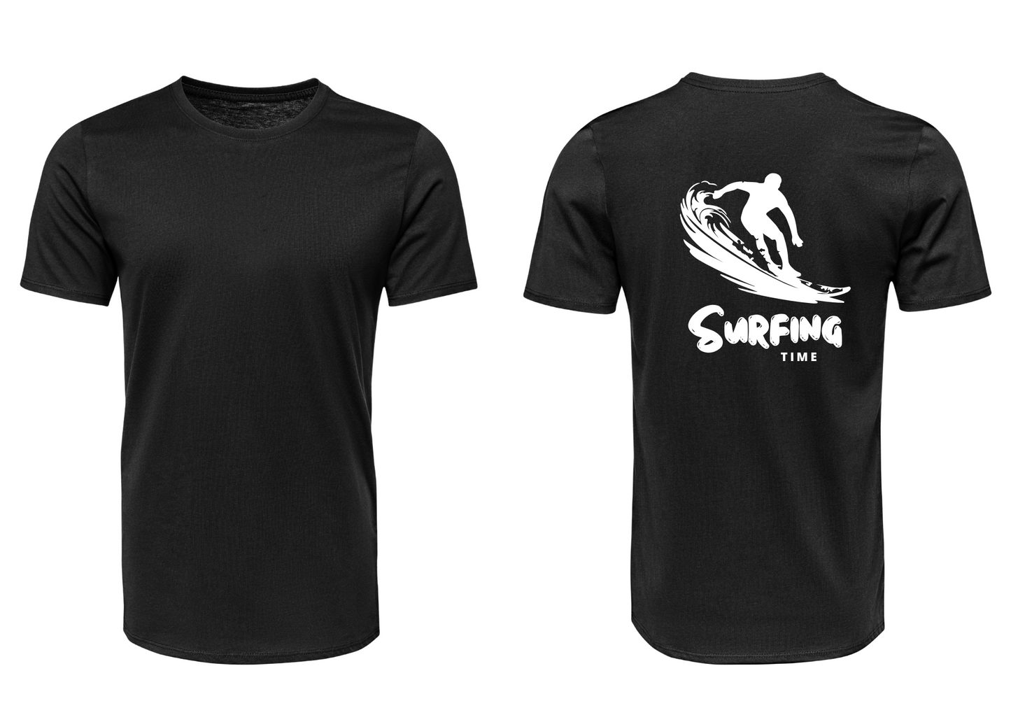 S8 - T-shirt manches courtes – Surfing Time noir et blanc