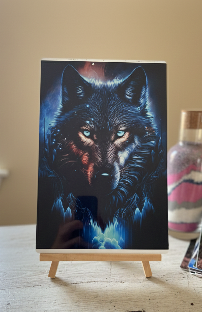 Placa de Alumínio 20×30 cm – “Lobo Místico” (Arte Digital Newstarz)