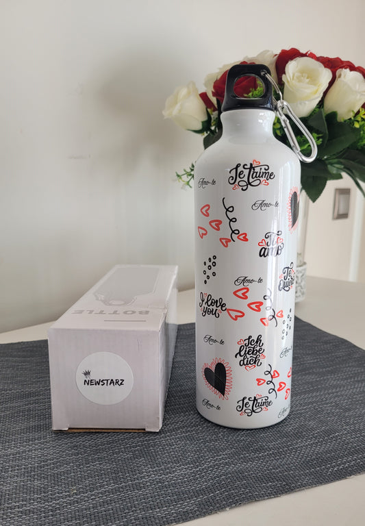 Garrafa de Alumínio 800 ml – “Je t’aime / Amo-te” (Multilingue)