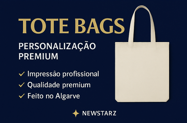 Saco Tote Bag Personalizável em Algodão – Crie o Seu com Logotipo ou Design à Escolha
