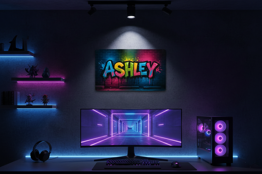 Placa de Alumínio 20×30 cm – Nome Personalizado Estilo Graffiti (Arte Newstarz)