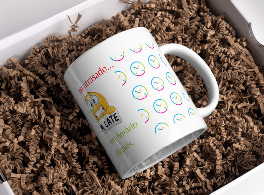 Mug « Je suis à l'heure portugaise » – Emoji et horloges, 325 ml (M16)