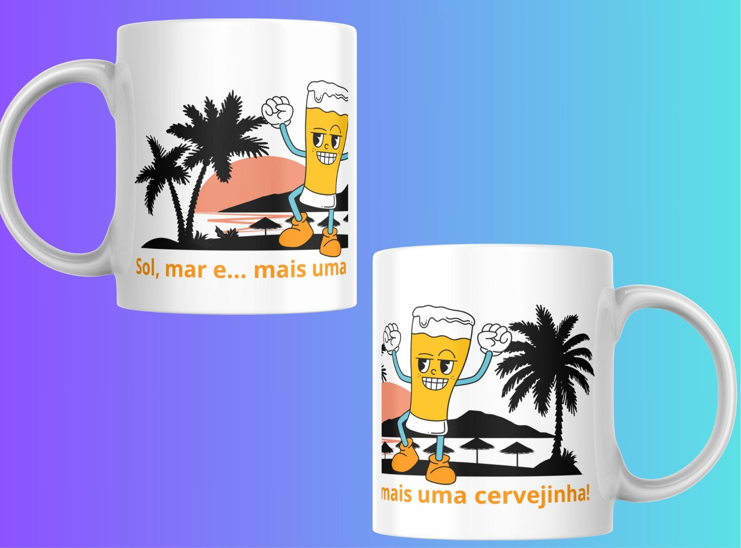 Mug « Encore une bière ! » – Plage et palmiers, 325 ml (M19)