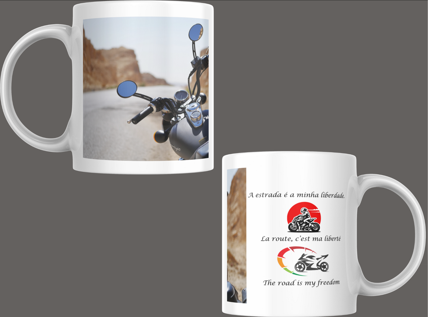 Caneca “A estrada é a minha liberdade” – Design Moto & Liberdade (M22)