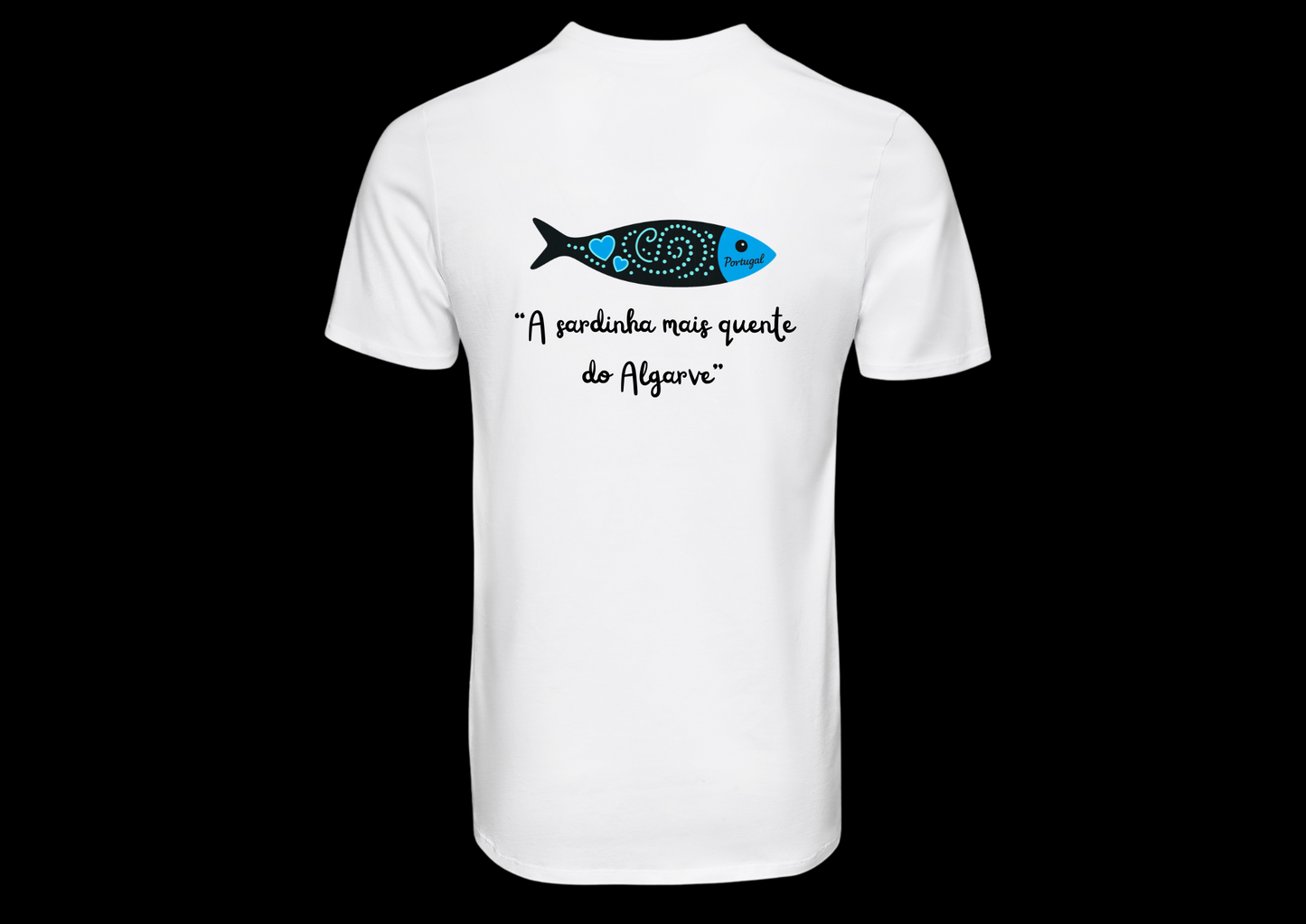 T-shirt personalizado "A sardinha mais quente do Algarve" – Algodão 100 %, personalizável frente ou verso (P20)