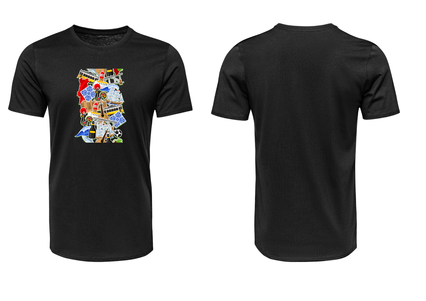 P6 - T-shirt de manga curta –T-shirt personalizada “Quadro do Portugal” - Presente original de Portugal
