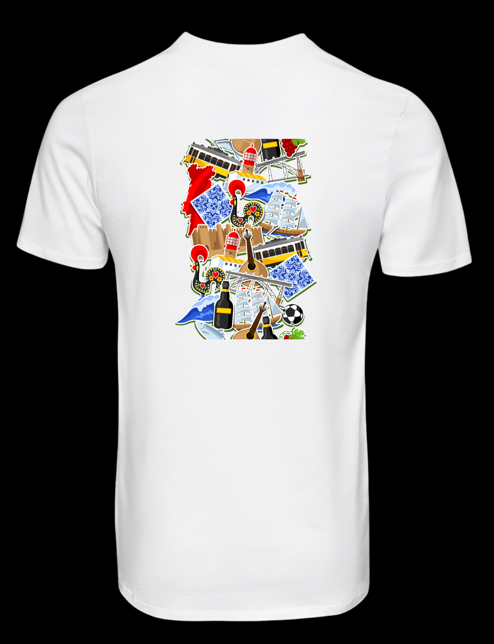 P6 - T-shirt de manga curta –T-shirt personalizada “Quadro do Portugal” - Presente original de Portugal