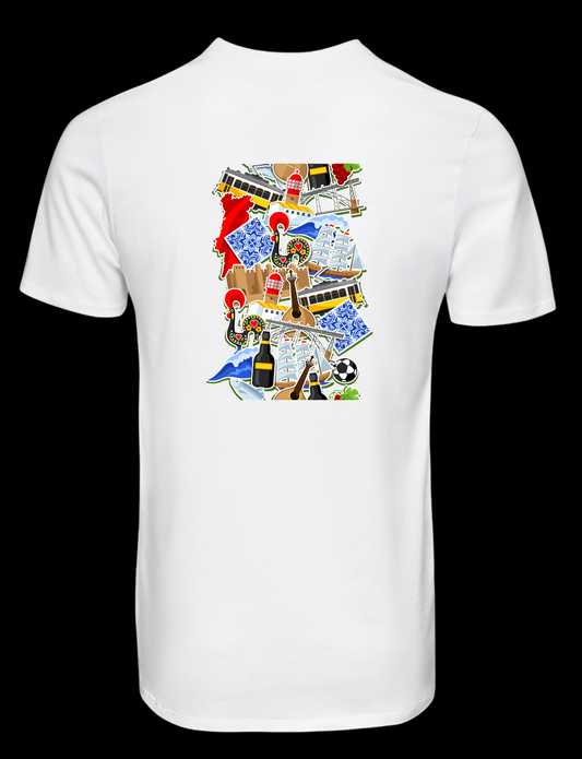 P6 - T-shirt de manga curta –T-shirt personalizada “Quadro do Portugal” - Presente original de Portugal