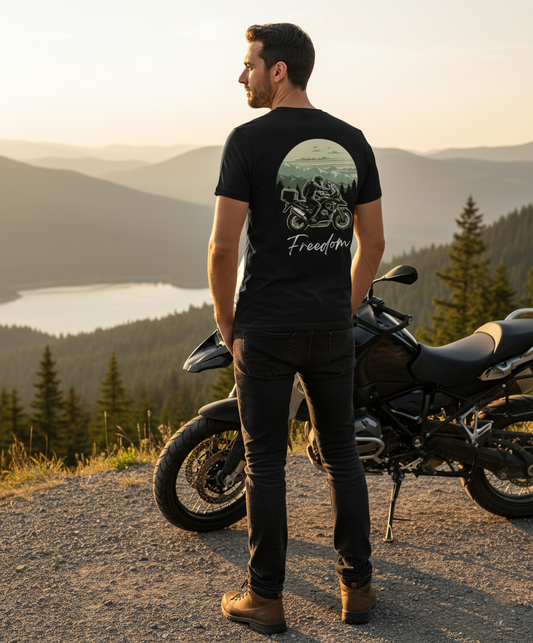 T-shirt “FREEDOM” – Liberdade sobre duas rodas (S10)
