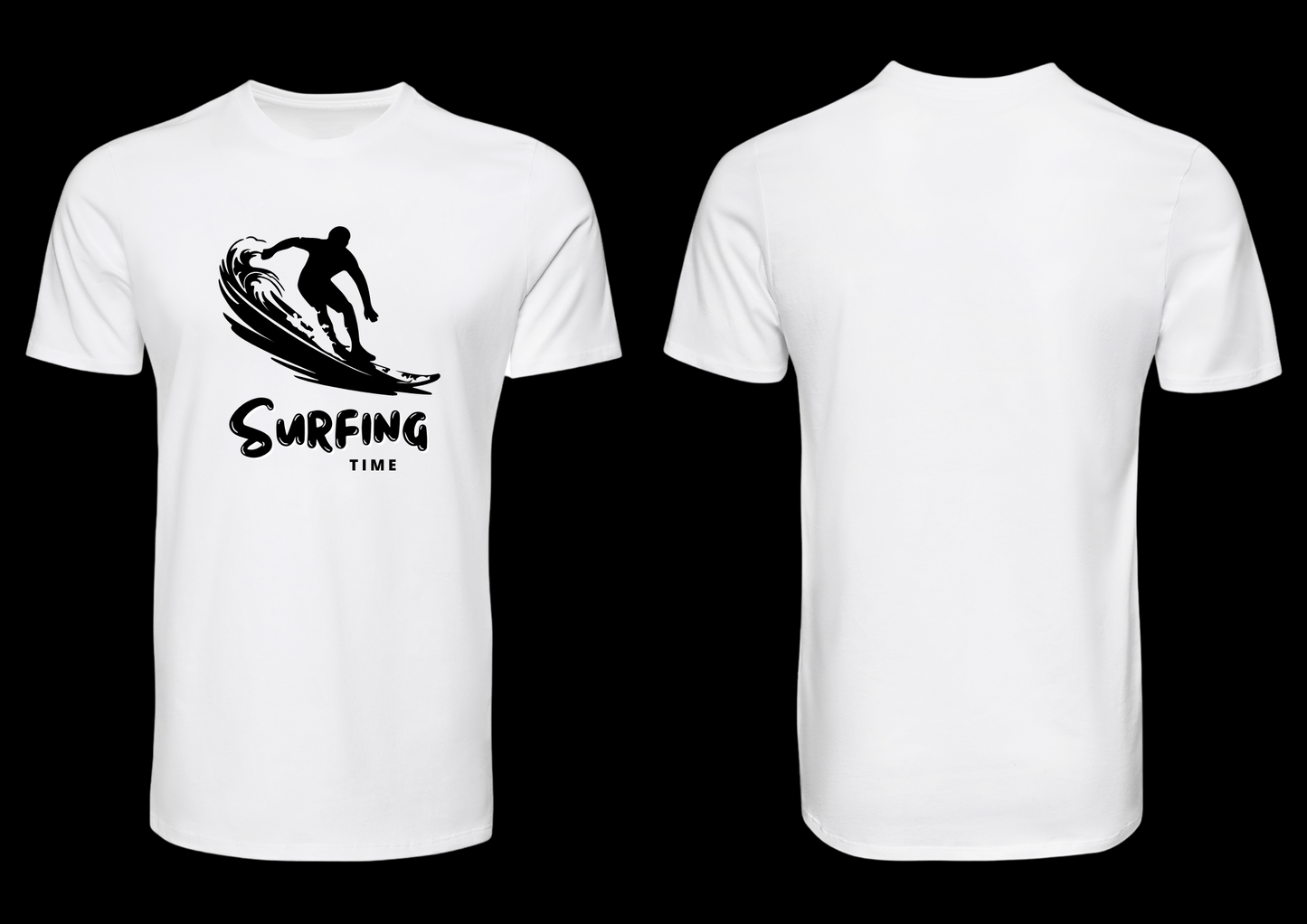 S8 - T-shirt manches courtes – Surfing Time noir et blanc