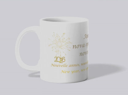 Caneca “Ano Novo, Nova Oportunidade” – Cerâmica Branca | Sublimação