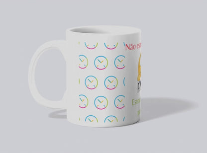 Caneca “Estou em horário português” – Emoji e relógios, 325 ml (M16)